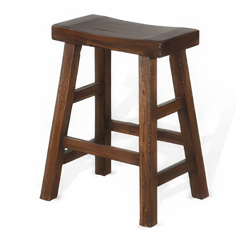 Reggie Counter Stool Set of 2, Saddle Seat Mocha Brown Mahogany