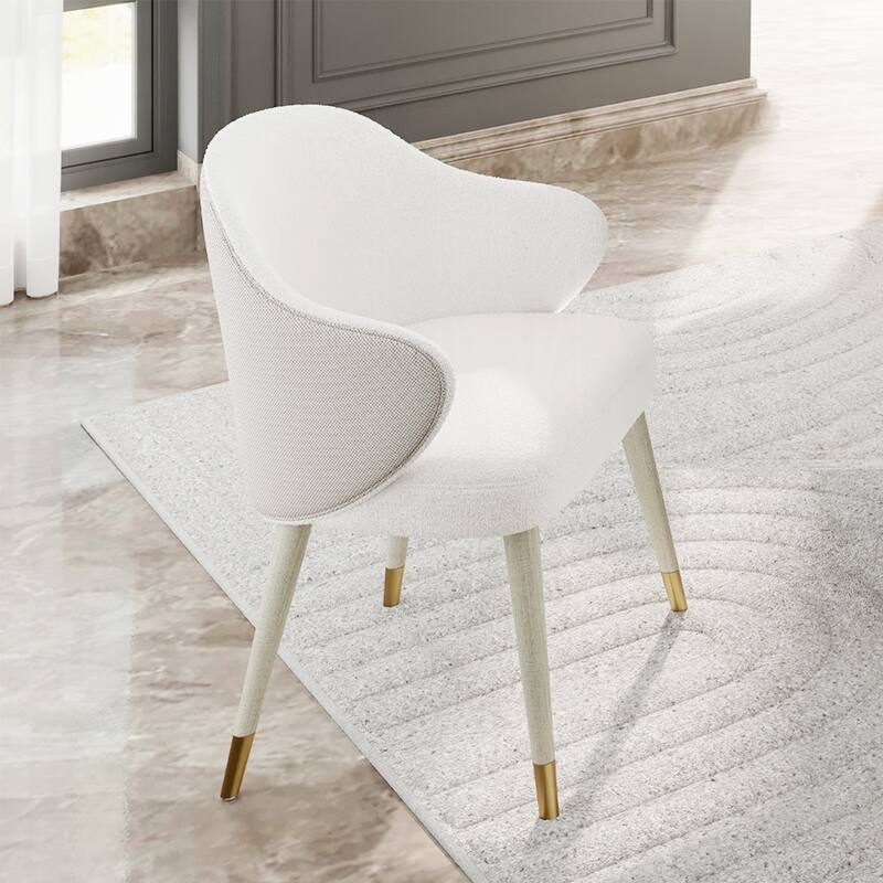 Set of 2 Upholstered Dining Chairs with Metal Leg Caps in Gray Oak