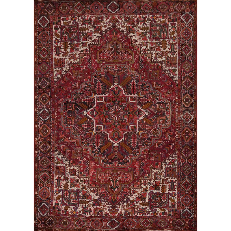 Hand Knotted Oriental 100% Wool Carpet Traditional Medallion Red Heriz Area Rug - 13' 1'' X 10' 5''