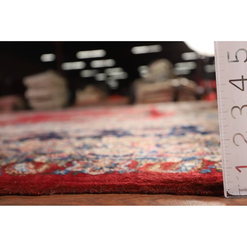 Pre-1900 Antique Kerman Ravar Persian Large Red Handmade Wool Carpet - 14'2"x 19'0"