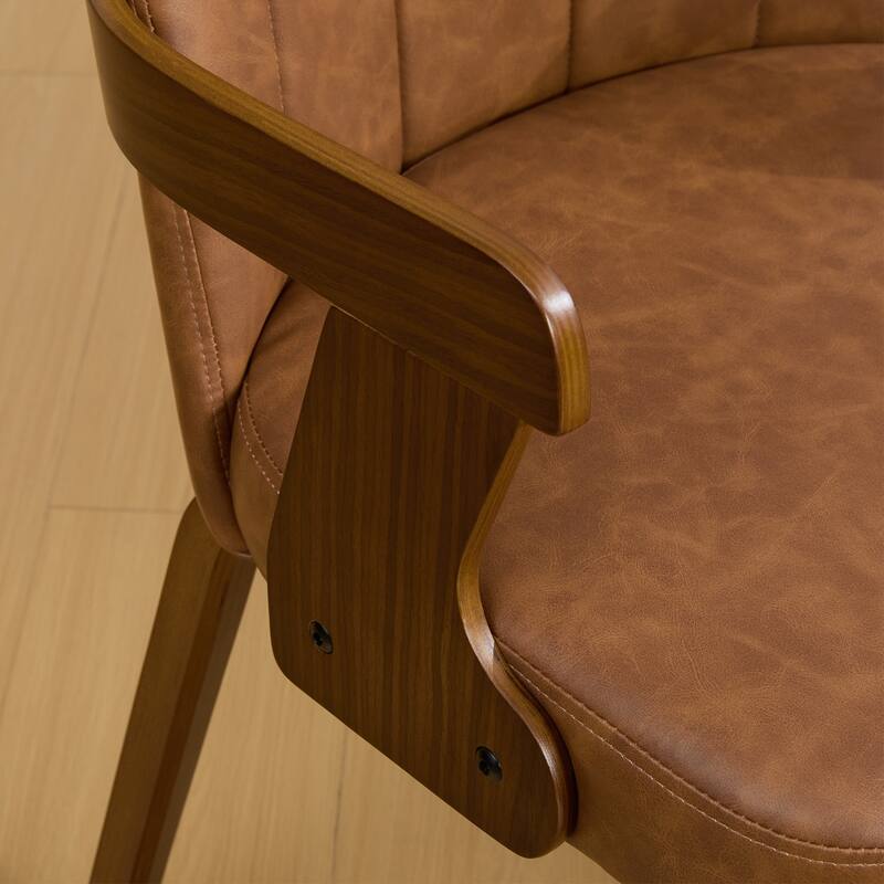 Mid-century Modern Upholstered Dining Chairs Bentwood Side Chairs with Armrests - 34.3"H x 19.9"W x 22.1"D