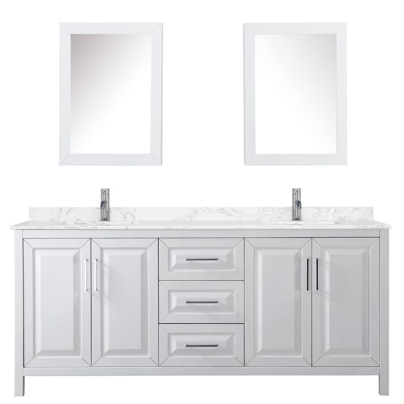 Daria 80 Inch Double Vanity, Cultured Marble Top, Medicine Cabinets