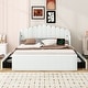 preview thumbnail 3 of 58, Full Platform Bed with Twin Trundle and 5 Storage Shelves, White Finish