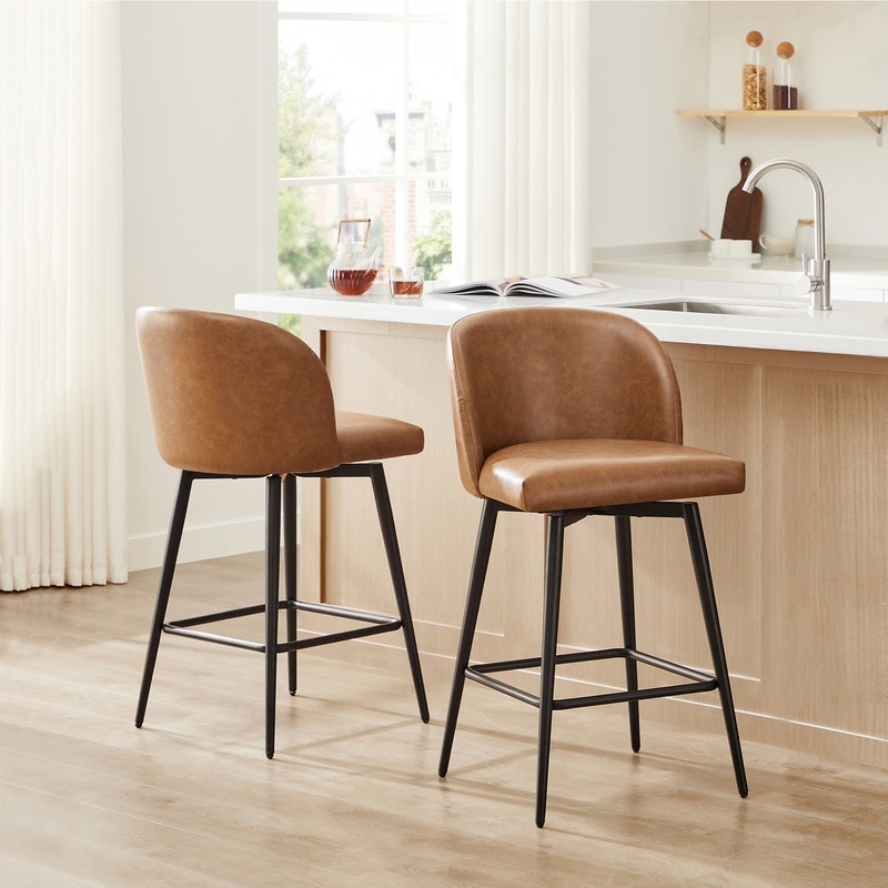Spruce & Spring Modern Counter Height Swivel Bar Stools with Back & Footrest, Metal Frame, Set of 2/3/4