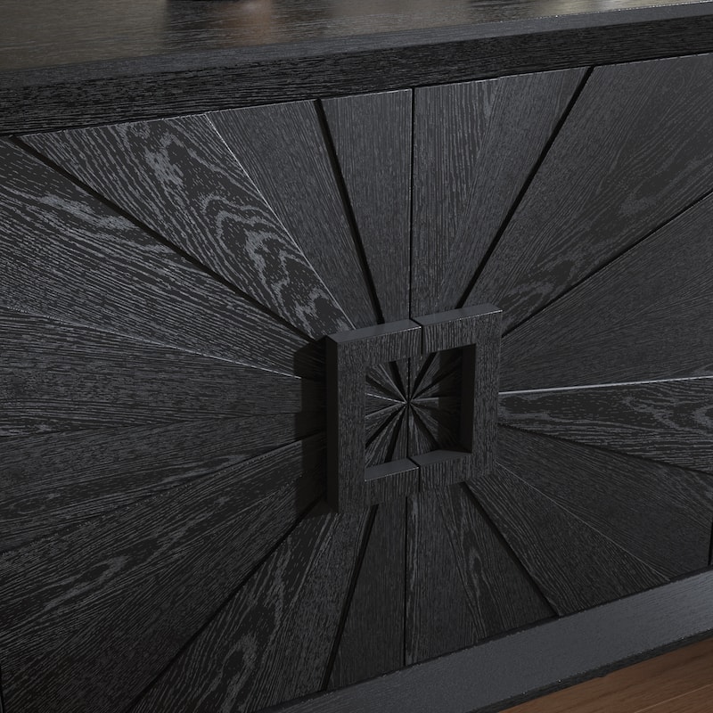 Wood TV Stand with Adjustable Shelves, Storage Cabinet for Living Room/Kitchen