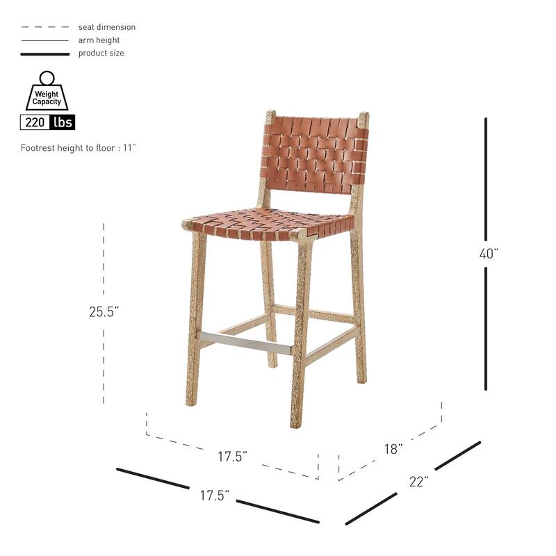NPD Furniture Marco Faux Leather Counter Stool Drift Wood Frame
