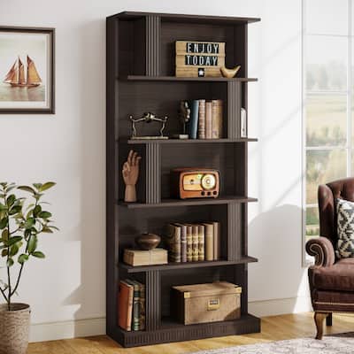 70-Inch Tall Storage Bookshelf, 5-Tier Modern Black Bookcase