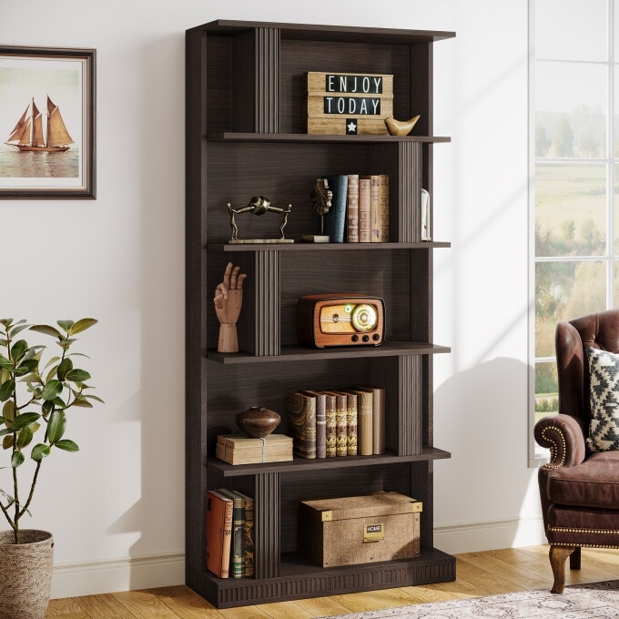 71 Inches Industrial Bookshelf, 6-Tier Bookcase Bookshelves
