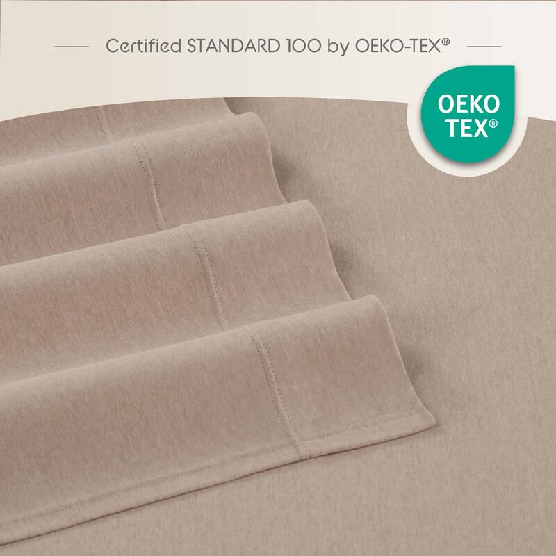 Vellux Solid Jersey Knit Sheet Set - Cotton Blend, Deep Pocket, Ultra Soft