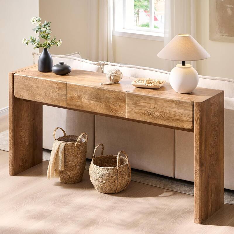 Farmhouse 3-Drawers Console Table, Entryway Table, Sofa Table