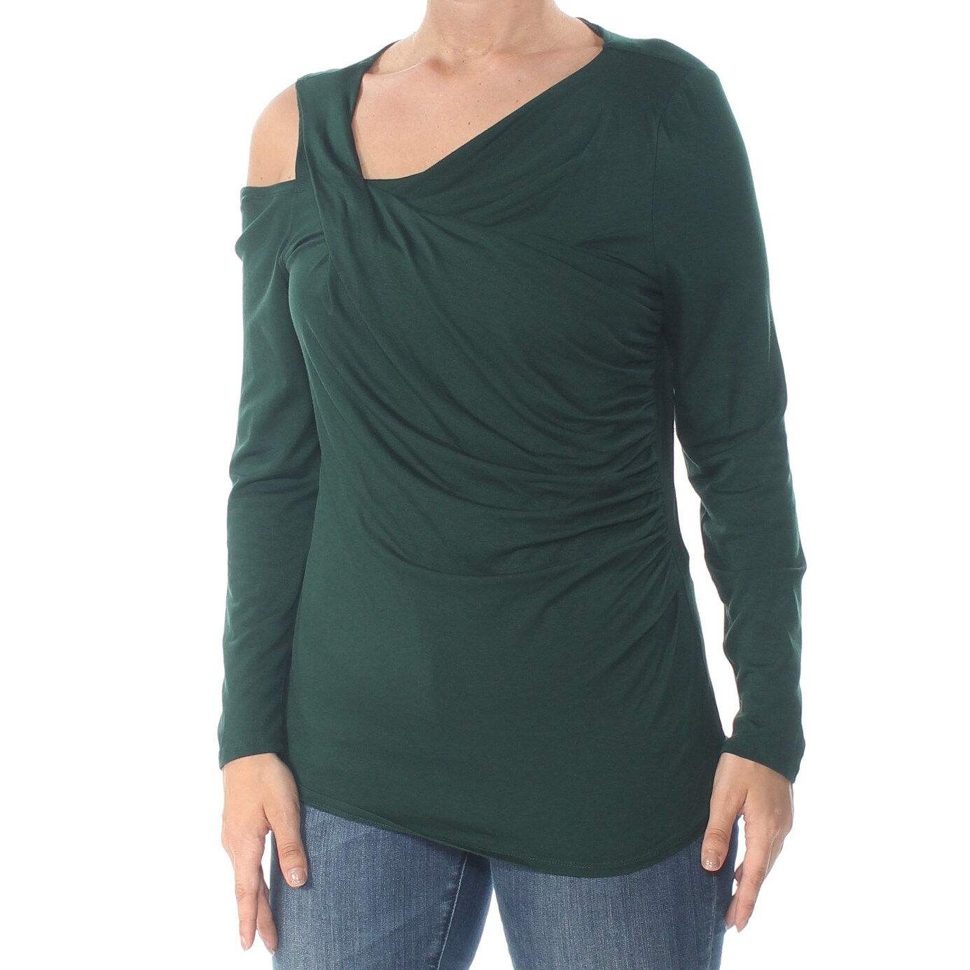 vince camuto ruched cold shoulder top