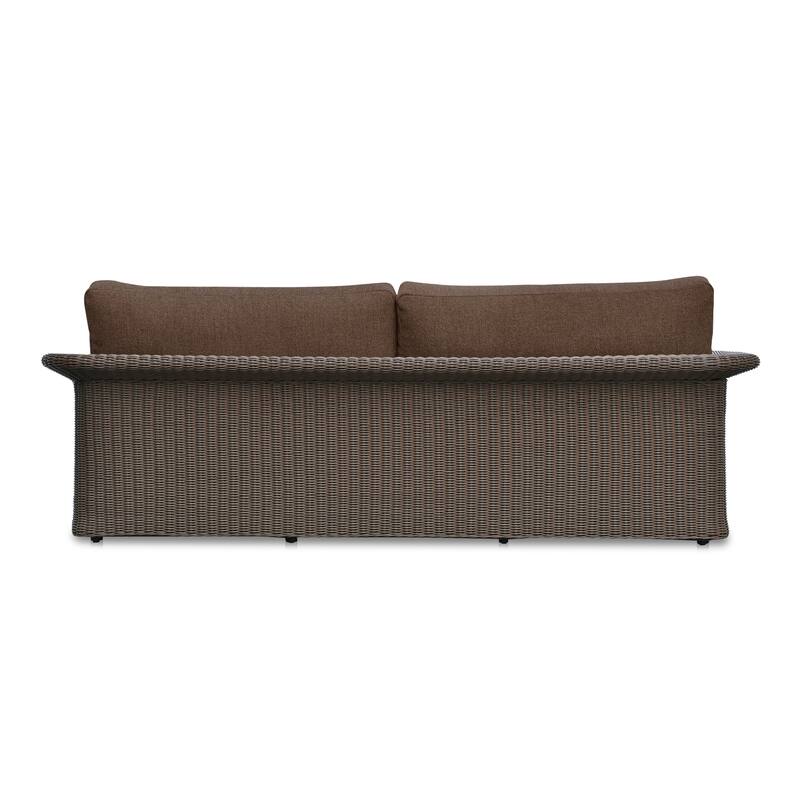 NADAAL STUDIOS Aralina Outdoor Sofa, Curved Windowpane Frame, 3-Seater, Brown Stripe Upholstery