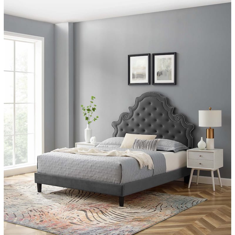 Gwyneth Tufted Performance Velvet Full Platform Bed