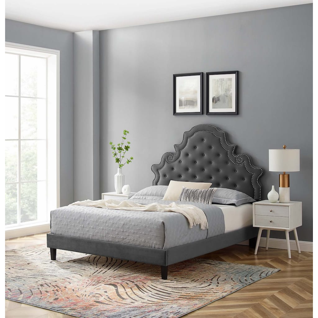 Gwyneth Tufted Performance Velvet Full Platform Bed