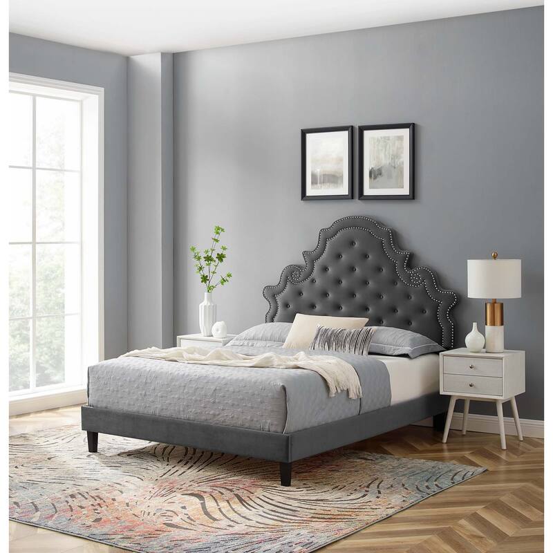 Gwyneth Tufted Performance Velvet Queen Platform Bed