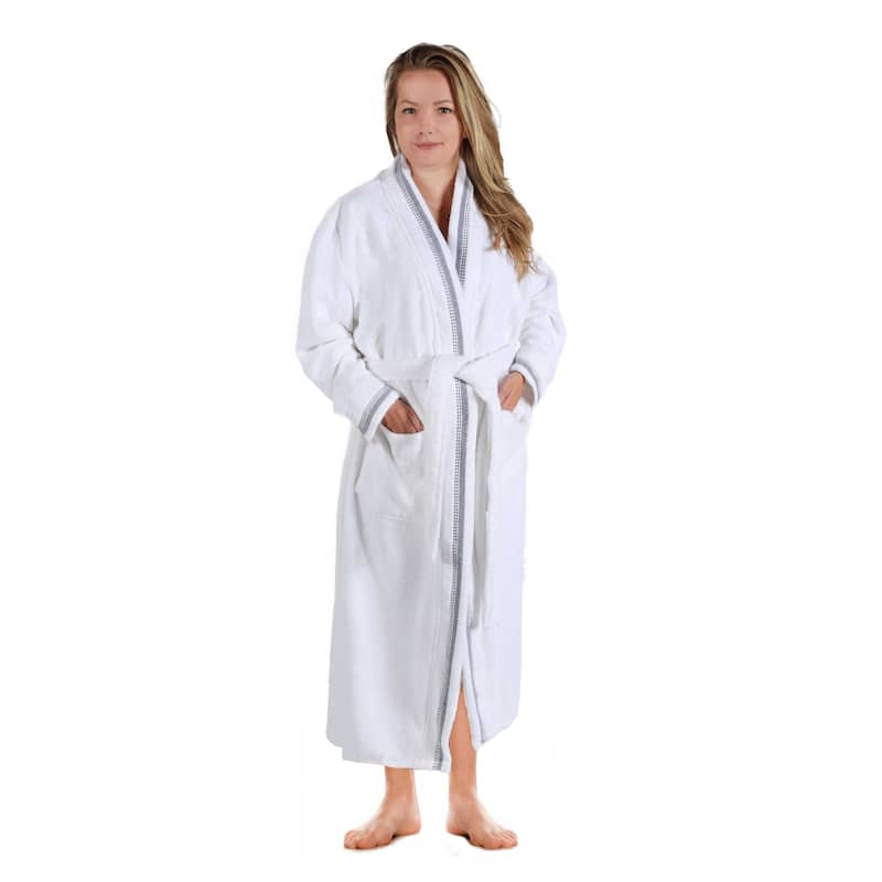 Superior Unisex Turkish Cotton Terry Kimono Bathrobe with Embroidery Robe