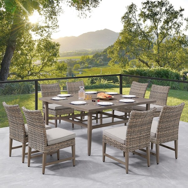 Martha Stewart Broxton 9-Piece Dining Set in Light Brown and Beige
