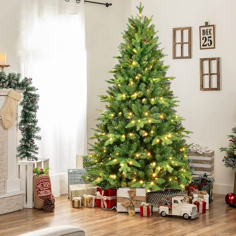 5/6/7FT Pre-lit Artificial Christmas Tree With LED Lights - 6 Foot
