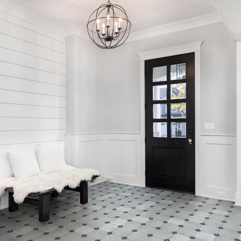 Merola Tile Renaissance Deco Indigo Corner 7-7/8" x 7-7/8" Porcelain Floor and Wall Tile - Sample swatch