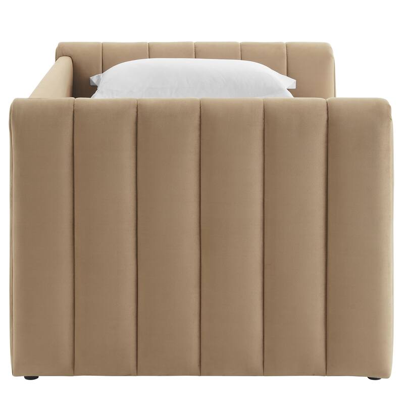 Veyla Channel Tufted Performance Velvet Twin Daybed With Trundle