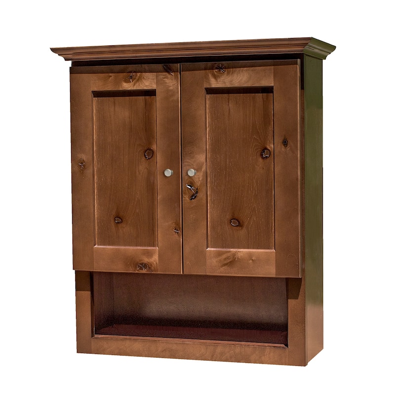 Rustic Shaker Walnut Stained Bathroom Wall Cabinet
