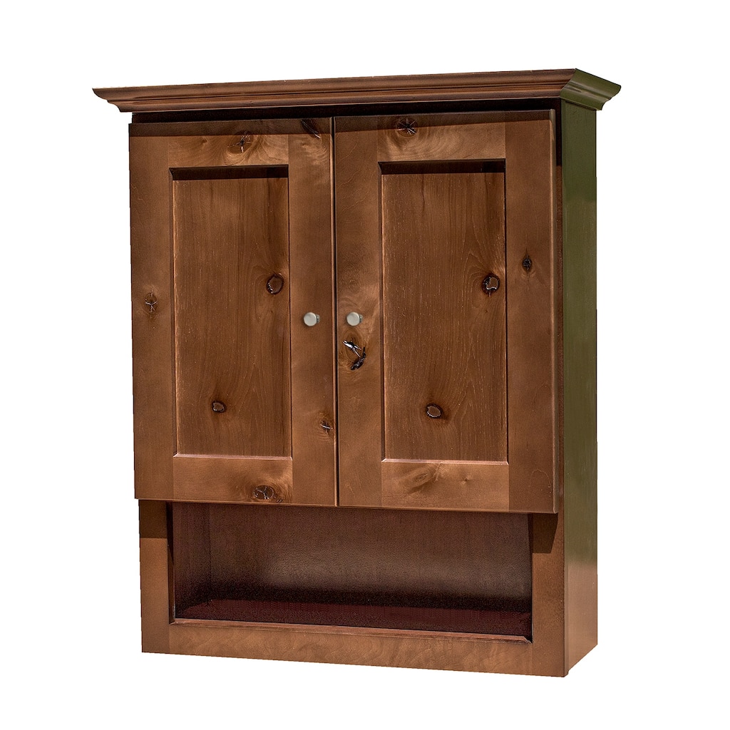 Rustic Shaker Walnut Stained Bathroom Wall Cabinet