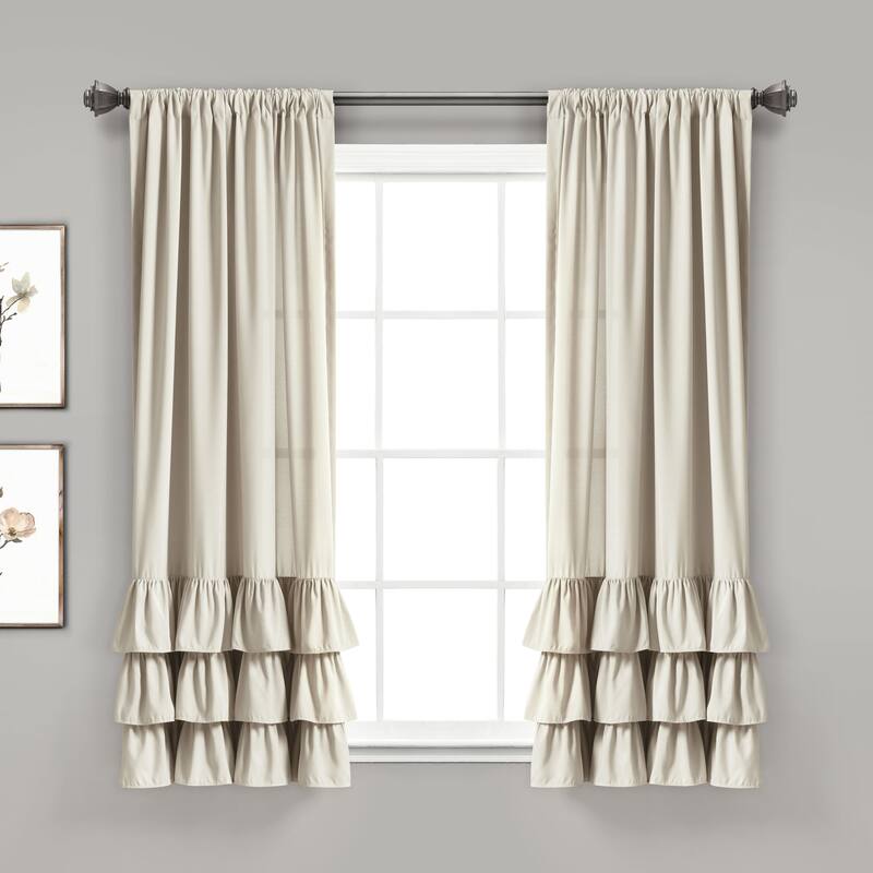 Lush Decor Allison Ruffle Window Curtain Panel Pair - 40"wx63"l - Neutral