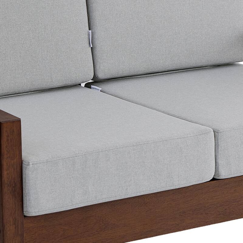 Teak Wood Cushioned Outdoor Patio Loveseat Set with Side Table