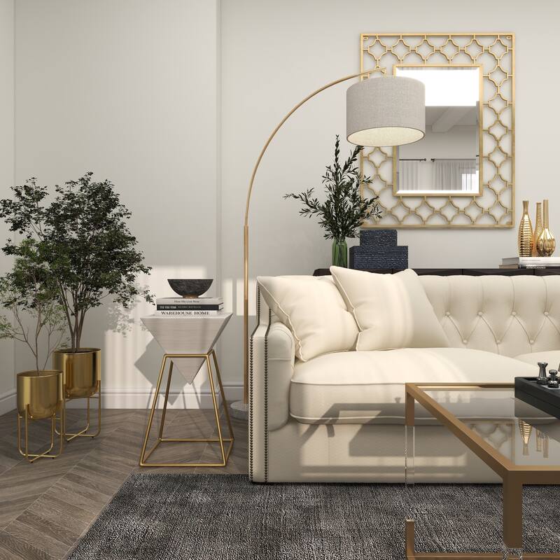 Minimalist Wood Inverted Pyramid Geometric Accent Table with Metal Stand - White or Black