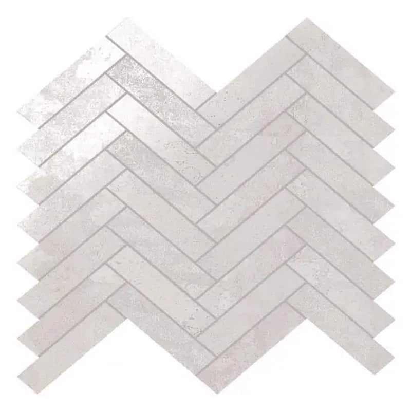 Nordel 11x11 in. White Matte Porcelain Herringbone Mosaic Wall and Floor Tile (5.88 sq ft/case, 7-Pack)