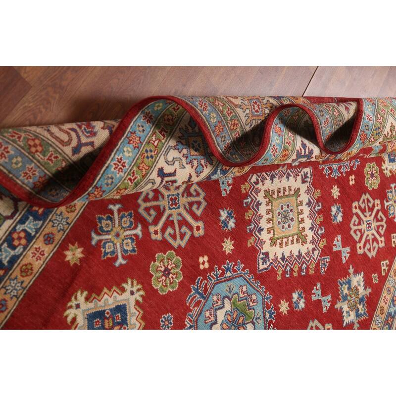 Red Kazak Area Rug Handmade Wool Carpet - 6'7" x 10'2"