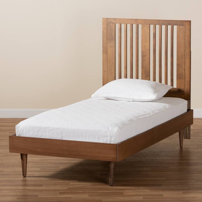 Kioshi Transitional Ash Walnut Finished Wood Platform Bed