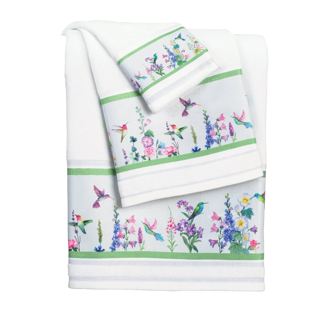 3-Piece Blossoming Hummingbird Garden Towel Set