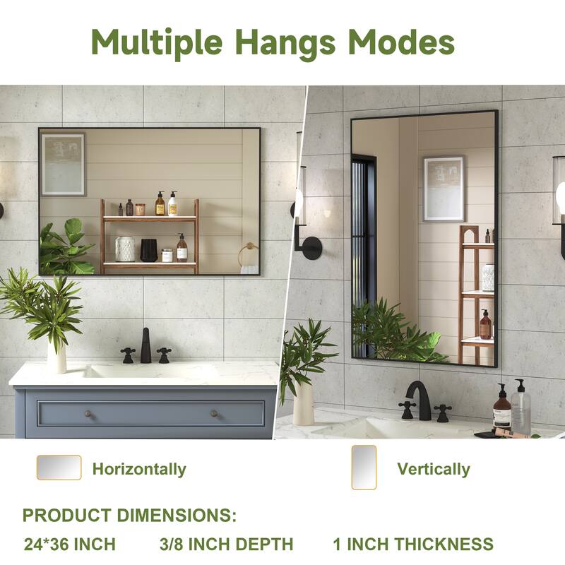 QuivaraView Wall Mounted Aluminum Frame Bathroom Vanity Mirror