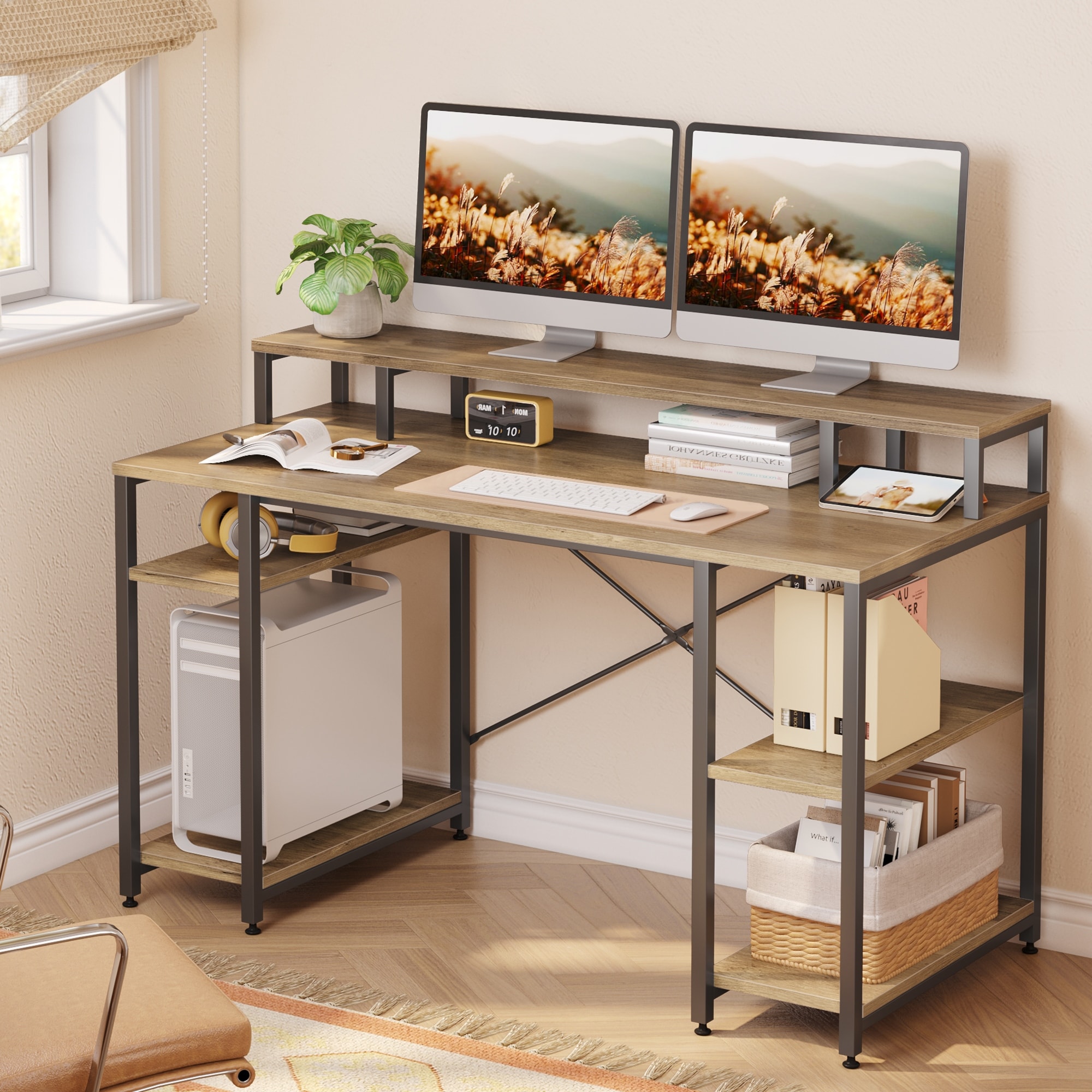 https://ak1.ostkcdn.com/images/products/is/images/direct/e2d4d50de9d278dee34ad2e153b21aaabf9028c6/55-Inch-Dual-Monitor-Computer-Desk-with-Adjustable-Shelves.jpg