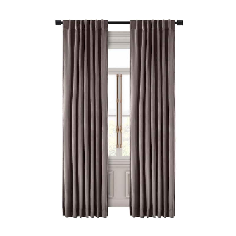 Premium Velvet Rod Pocket W Woven Blackout Liner and Back Tab Curtain Panel - 50"W x 63"L - Mauve