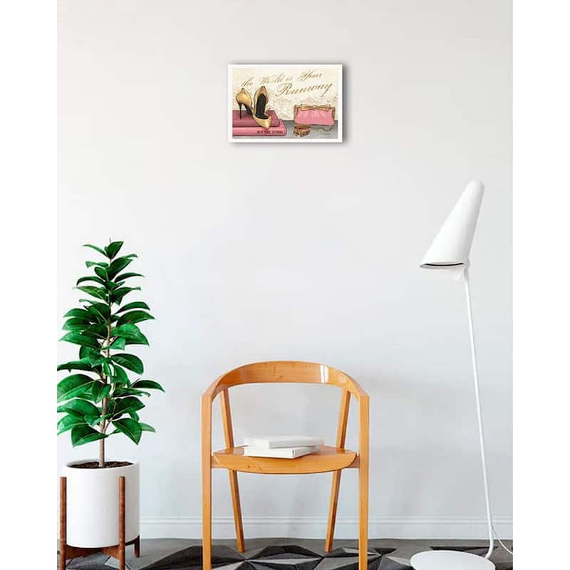 Shoe Fetish The World is Your Runway Framed Poster - 12 x 18 Inch - White