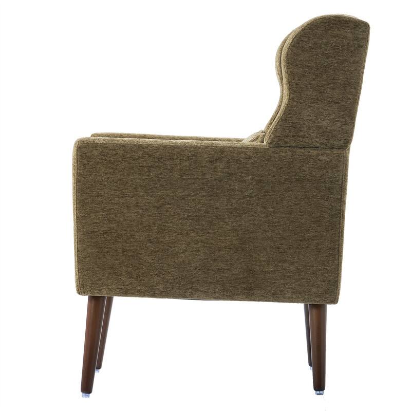 Modern Chenille Upholstered Armchair with Pillow and Solid Wood Leg