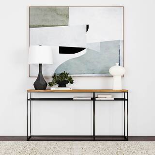 Sutton 63" Iron and Wood Console Table with Storage