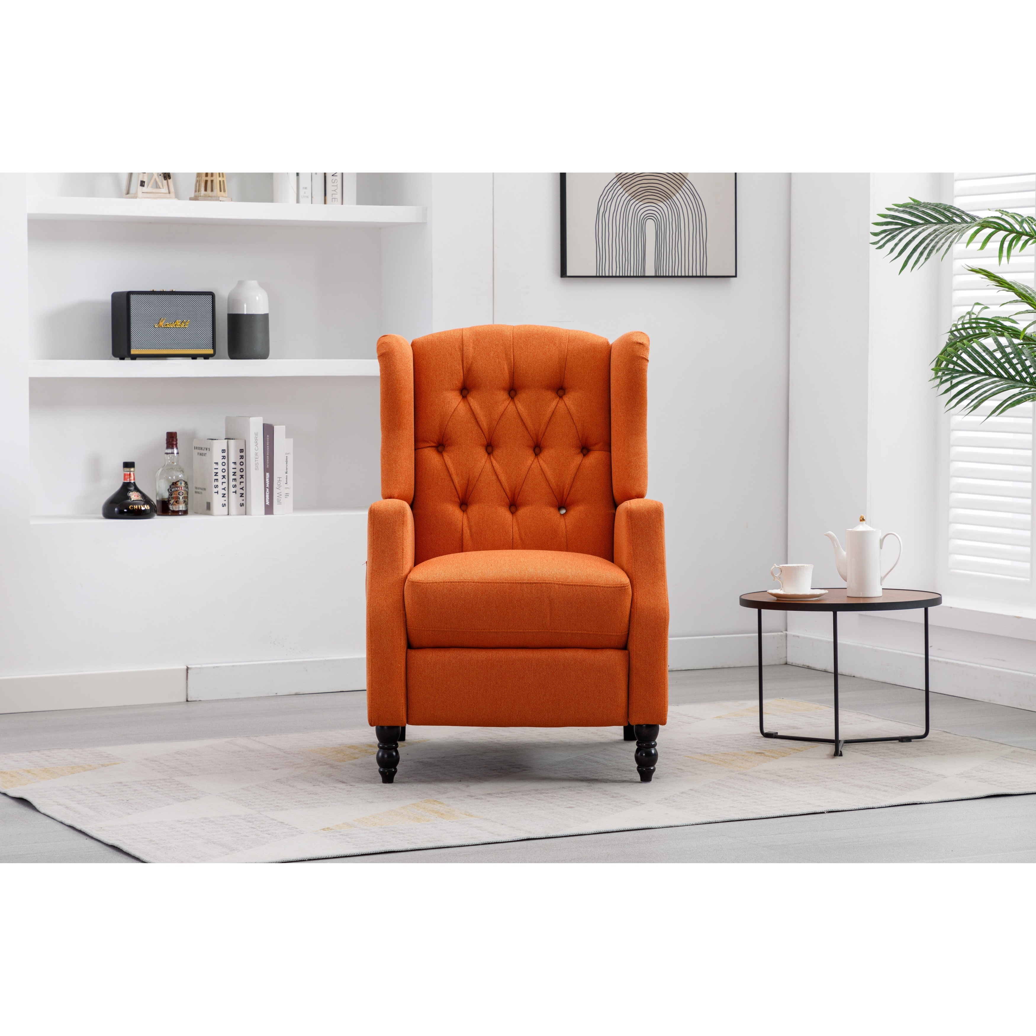 Orange velvet sale wingback chair