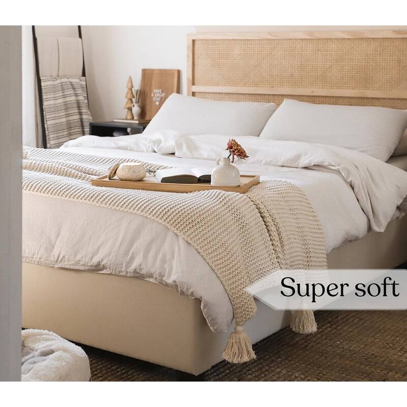 Organic Cotton Chunky Knit Oversized Throw Blankets, 50"X70"