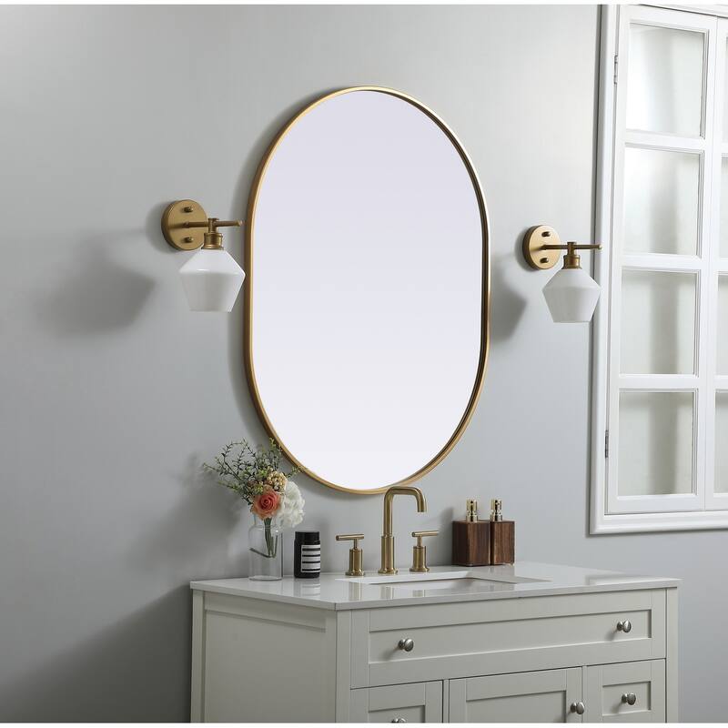 Indigo Home Metal Frame Oval Mirror 30x40 Inch