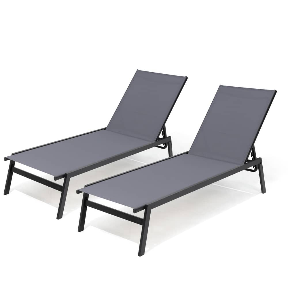 Outdoor Patio Adjustable Chaise Lounge Chairs Stackable Recliner