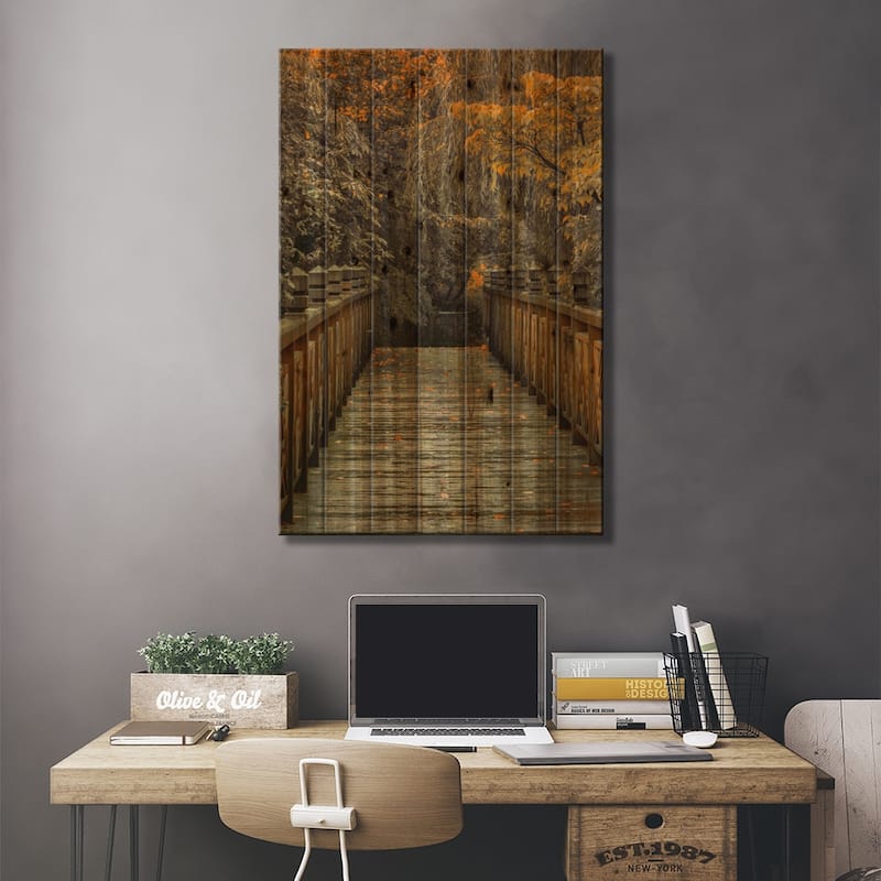 Across The Bridge Print On Wood by Don Schwartz - Multi-Color