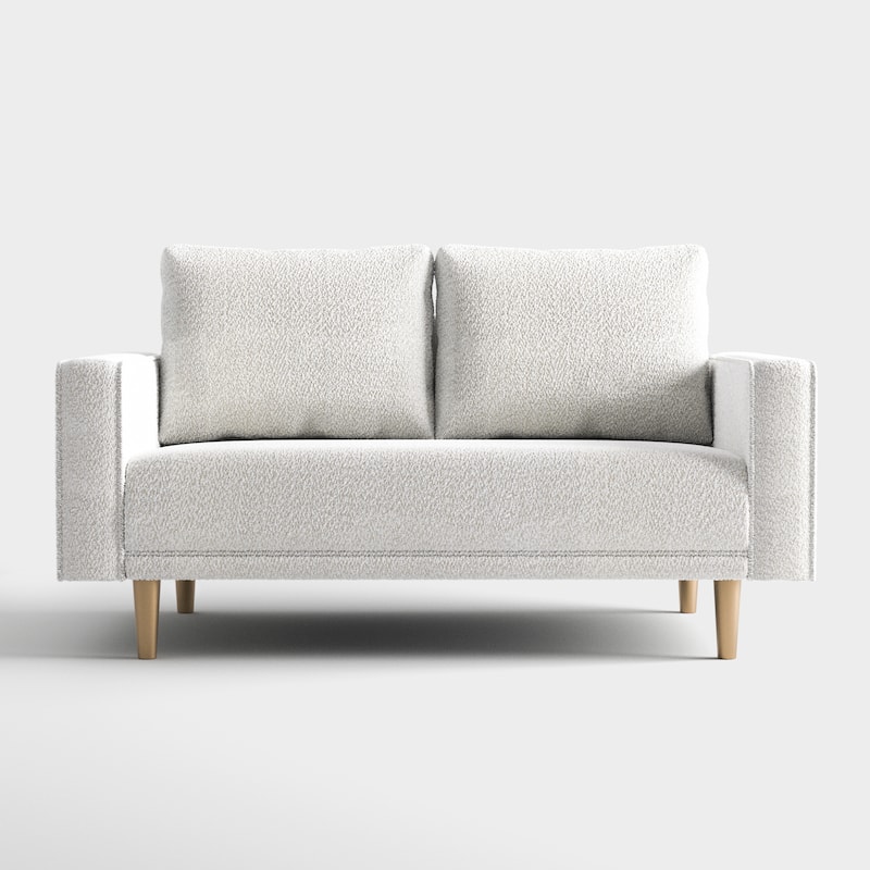 Furniture of America Isidora Contemporary Boucle Sofa Set with Back Pillows and Wooden Legs, 2-Piece or 3-Piece Options