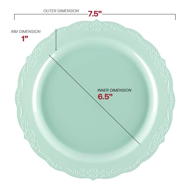 Vintage Rim Round Disposable Plastic Plate Packs - Party Supplies