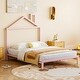 preview thumbnail 1 of 7, Pink Full Size Metal Platform Bed with House-Shaped Headboard Full - Pink