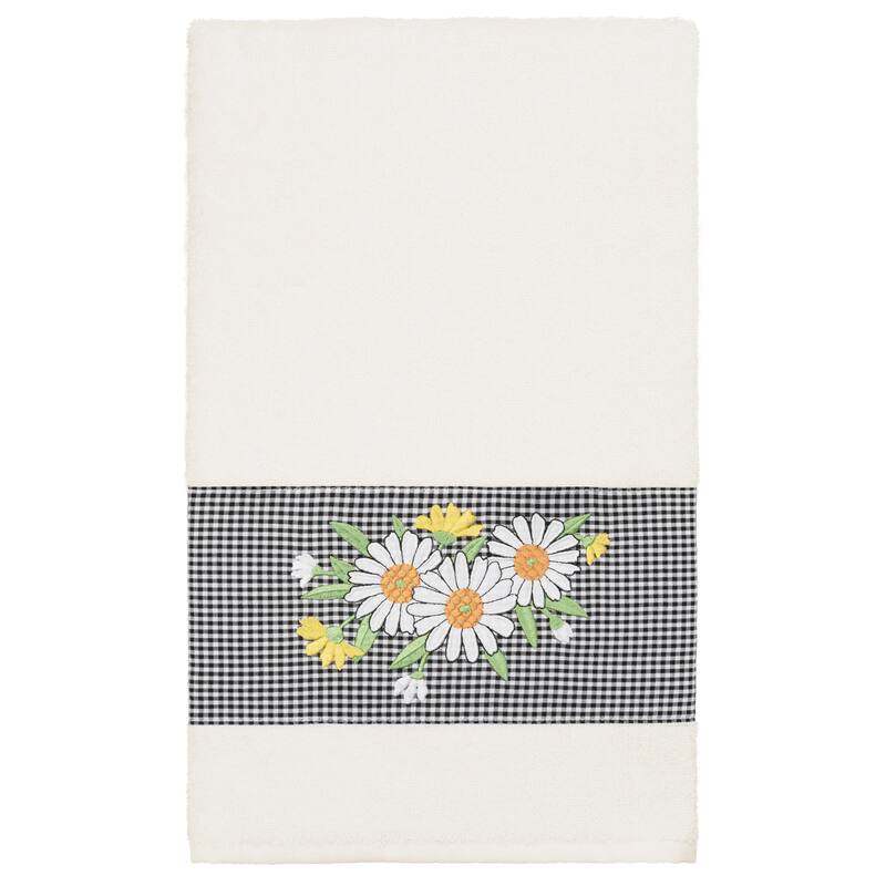 Authentic Hotel and Spa 100% Turkish Cotton Daisy Embellished Bath Towel - Cream