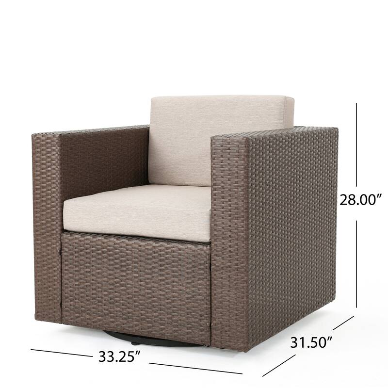 Puerta Outdoor Cushioned Swivel Club Chair (Set of 2) by Christopher Knight Home