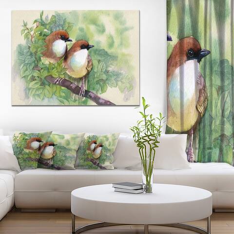 Designart 'Birds of Spring' Modern Animal Canvas Print